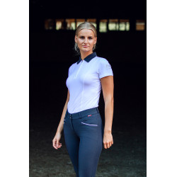 Polo de concours manches courtes Claudine femme B Vertigo Blanc / bleu marine