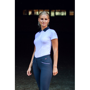 Polo de concours manches courtes Claudine femme B Vertigo Blanc / bleu marine