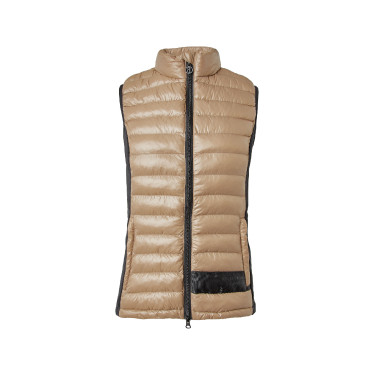 Ultra-lichte mouwloze paardrijbodywarmer B Vertigo Sia dames Gemberkoekje Beige