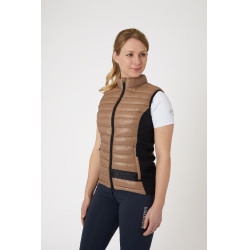 Ultra-lichte mouwloze paardrijbodywarmer B Vertigo Sia dames Gemberkoekje Beige