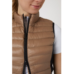 Ultra-lichte mouwloze paardrijbodywarmer B Vertigo Sia dames Gemberkoekje Beige