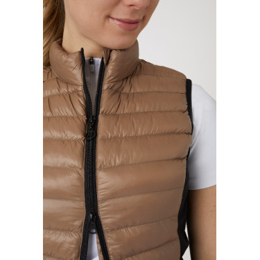 Ultra-lichte mouwloze paardrijbodywarmer B Vertigo Sia dames Gemberkoekje Beige