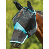 Masque anti-mouches Weatherbeeta ComFiTec Deluxe Fine Mesh oreilles et nez Noir / turquoise Masque anti-mouches Weatherbeeta ComFiTec Deluxe Fine Mesh oreilles et nez Noir / turquoise