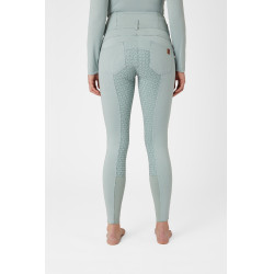 Pantalon d'équitation taille haute Tara silicone fond intégral femme Horze Aqua grey Bleu