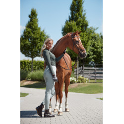Pantalon d'équitation taille haute Tara silicone fond intégral femme Horze Aqua grey Bleu