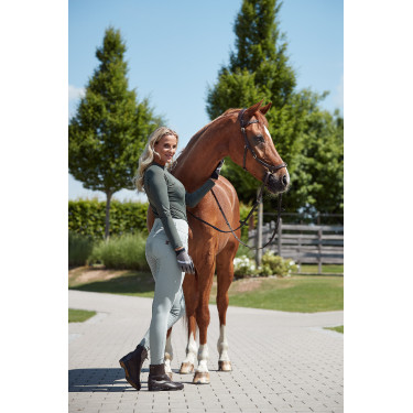 Pantalon d'équitation taille haute Tara silicone fond intégral femme Horze Aqua grey Bleu