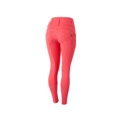 Paardrijbroek met hoge taille Tara siliconen full grip dames Horze Rood red