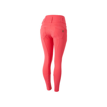 Paardrijbroek met hoge taille Tara siliconen full grip dames Horze Rood red