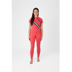 Paardrijbroek met hoge taille Tara siliconen full grip dames Horze Rood red
