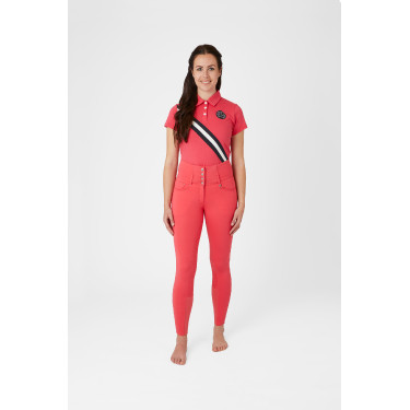 Paardrijbroek met hoge taille Tara siliconen full grip dames Horze Rood red