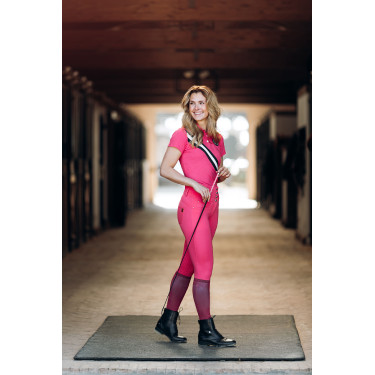 Paardrijbroek met hoge taille Tara siliconen full grip dames Horze Rood red