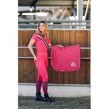 Paardrijbroek met hoge taille Tara siliconen full grip dames Horze Rood red