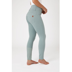 Pantalon d'équitation taille haute Tara silicone fond intégral femme Horze Bleu argent