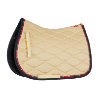 Dressuurzadeldek B Vertigo Amory met geborduurd monogram Beige teak Geel