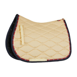 Dressuurzadeldek B Vertigo Amory met geborduurd monogram Beige teak Geel