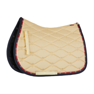 Dressuurzadeldek B Vertigo Amory met geborduurd monogram Beige teak Geel