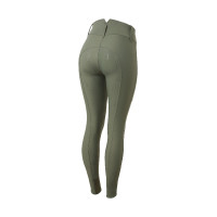 Rijbroek Horze Indira met hoge taille en volledige grip dames Kaki groene kever