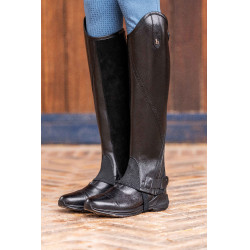 Mini-chaps Horze Wicklow avec perforations fleuries Noir Mini-chaps Horze Wicklow avec perforations fleuries Noir