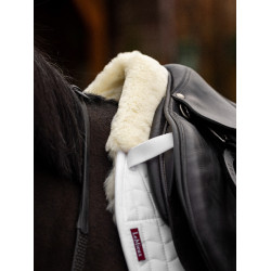 Tapis de selle LeMieux Square mixte doublé sur la moitié en Merino+ Blanc / naturel