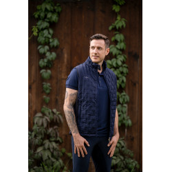 Heren bodywarmer van twee materialen Covalliero Marine Marineblauw