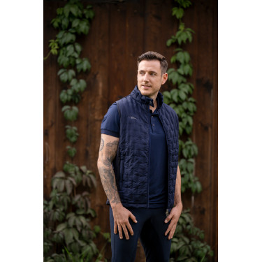 Heren bodywarmer van twee materialen Covalliero Marine Marineblauw