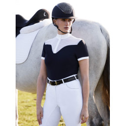 Wedstrijdpolo Emily LeMieux korte mouwen Marine oud model Marineblauw