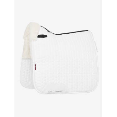 LeMieux Merino+ Gevoerde Suede Dressuur Vierkant Schokdemper Wit / wit