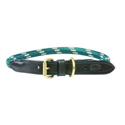 Collier pour chien Weatherbeeta cuir et corde Vert chasseur / marron