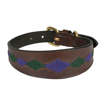 Collier pour chien Weatherbeeta cuir Polo Lurcher Marron beaufort / rose / bleu sarcelle Collier pour chien Weatherbeeta cuir Polo Lurcher Marron beaufort / rose / bleu sarcelle