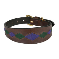Hondenhalsband Weatherbeeta leer Polo Lurcher Maron beaufort / roze / blauwgroen Bruin