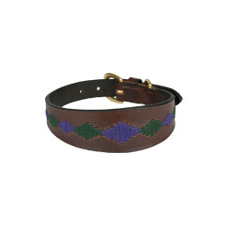 Hondenhalsband Weatherbeeta leer Polo Lurcher Maron beaufort / roze / blauwgroen Bruin
