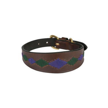 Hondenhalsband Weatherbeeta leer Polo Lurcher Maron beaufort / roze / blauwgroen Bruin