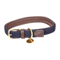 Halsband voor honden Weatherbeeta gevlochten leer Bruin / marineblauw