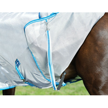 Couverture anti-mouches Combo Weatherbeeta ComFiTec Hexi Shield Argent / bleu marine