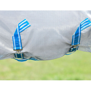 Couverture anti-mouches Combo Weatherbeeta ComFiTec Hexi Shield Argent / bleu marine