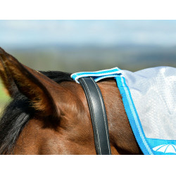 Couverture anti-mouches Combo Weatherbeeta ComFiTec Hexi Shield Argent / bleu marine