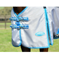 Couverture anti-mouches Combo Weatherbeeta ComFiTec Hexi Shield Argent / bleu marine