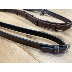 Rênes caoutchouc avec arrêtoirs Jump'In One Havane Marron Rênes caoutchouc avec arrêtoirs Jump'In One Havane Marron