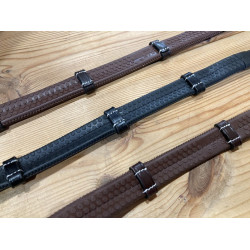 Rênes caoutchouc Jump'In avec arrêtoirs Acajou Bordeaux