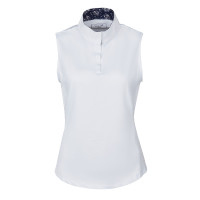 Polo de concours sans manches Dublin femme Ria Blanc / bleu marine