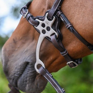 Gourmette cuir Jump'In pour hackamore Havane Marron Gourmette cuir Jump'In pour hackamore Havane Marron