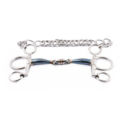 Pelham bit Jump'In kleine takken dubbele breuk blauw staal Pelham bit Jump'In kleine takken dubbele breuk blauw staal