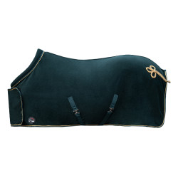 Couverture séchante HKM avec brandebourg Vert sapin / or Couverture séchante HKM avec brandebourg Vert sapin / or