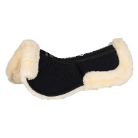 Katoenen schokdemper met zakken en schapenvacht Equestro Zwart / natuur Katoenen schokdemper met zakken en schapenvacht Equestro Zwart / natuur