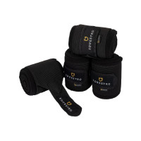 Ademende werkbandages van fleece en elastiek per 4 Equestro Zwart