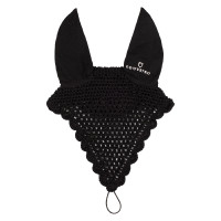 Katoenen vliegenmasker met bevestiging aan het halster Equestro Zwart Katoenen vliegenmasker met bevestiging aan het halster Equestro Zwart