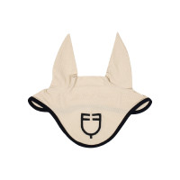 Bonnet anti-mouches en tissu perforé avec logo Black Line Edition Equestro Crème brulée Beige Bonnet anti-mouches en tissu perforé avec logo Black Line Edition Equestro Crème brulée Beige