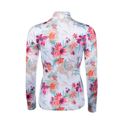 T-shirt techniek HKM Flower lange mouwen Wit / felroze Motieven T-shirt techniek HKM Flower lange mouwen Wit / felroze Motieven