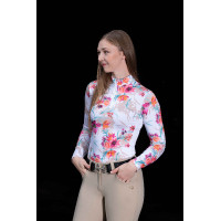 T-shirt techniek HKM Flower lange mouwen Wit / felroze Motieven T-shirt techniek HKM Flower lange mouwen Wit / felroze Motieven