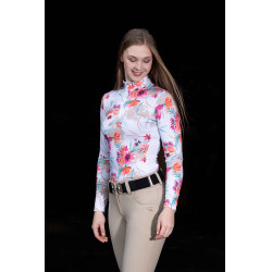 T-shirt techniek HKM Flower lange mouwen Wit / felroze Motieven T-shirt techniek HKM Flower lange mouwen Wit / felroze Motieven